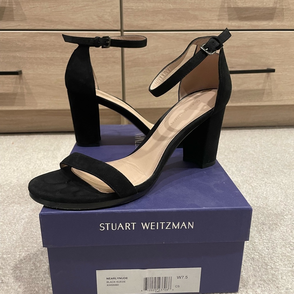 Stuart Weitzman Black Suede Nearly Nude Women's Heels